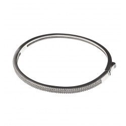 Bracelet argent rhodié 11,7g zircons (3 rangs) oval 60x50 mm