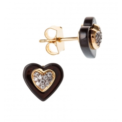 Boucles d'oreille plaquée or "cœur" céramique et zircons