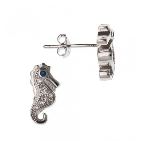 Boucles d'oreilles argent 1,9g zircons et saphir synthétique