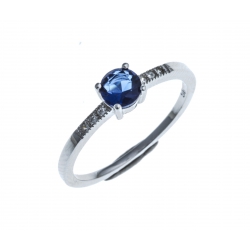 Bague en argent rhodié 1,6g - zircons et saphir synthétique - T 50 à 60