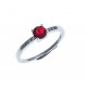 Bague en argent rhodié 1,6g - zircons et rubis synthétique - T 50 à 60