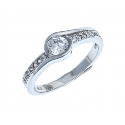 Bague en argent rhodié 2,8g - zircons - T 50 à 60