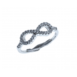 Bague en argent rhodié 2,2g "infini" - zircons - T 50 à 60