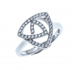 Bague en argent rhodié 2,6g - zircons - T 50 à 60