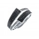 Bague en argent rhodié 2,6g - zircons noirs et blancs - T 50 à 60