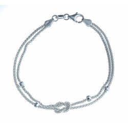 Bracelet en argent 3,6g " nud et boules facettées"- 18,5 cm