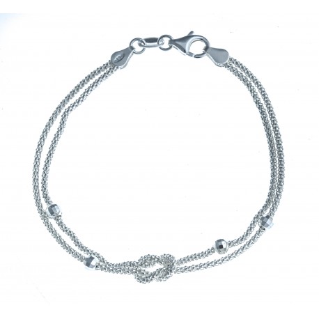 Bracelet en argent 3,6g " nud et boules facettées"- 18,5 cm