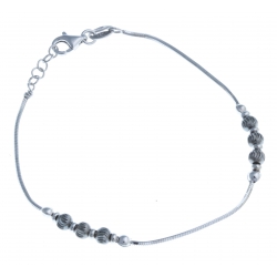 Bracelet en argent rhodié 3,2g - 2 tons - 17 + 1,5 cm