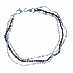 Bracelet en argent rhodié 3,9g - 2 tons - 18 cm