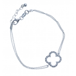 Bracelet en argent rhodié 2,8g - strass - 17+2,5 cm