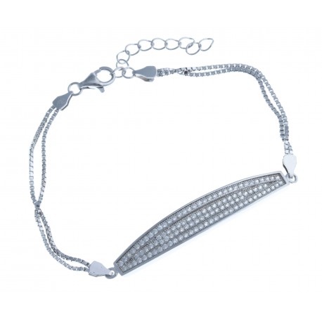 Bracelet en argent rhodié 6,3g - zircons - 17+3 cm