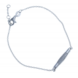Bracelet en argent rhodié 2g - zircons - 17+1+1cm