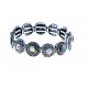 Bracelet fantaisie - vieil argent - nacre -  cristal - fermoir aimant - diam. 60