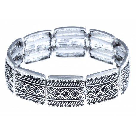 Bracelet fantaisie - vieil argent - élastique