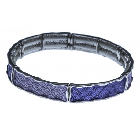 Bracelet fantaisie - résines violettes - élastique