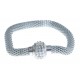 Bracelet fantaisie mailles grises et strass - fermoir aimant - 20 cm