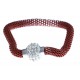 Bracelet fantaisie mailles rouges et strass - fermoir aimant - 20 cm