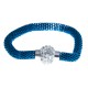 Bracelet fantaisie mailles bleues et strass - fermoir aimant - 20 cm