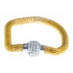 Bracelet fantaisie mailles dorées et strass - fermoir aimant - 20 cm