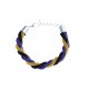 Bracelet fantaisie mailles noires, dorées et bleues - 18+3 cm