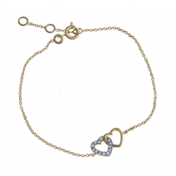 Bracelet plaqué or "cur" - zircons - 17+1+1 cm