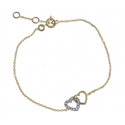 Bracelet plaqué or "cur" - zircons - 17+1+1 cm