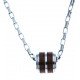 Collier en acier -  bois KOA d'Hawaii incrusté "tonneau" - 50 cm