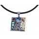 Collier en acier "clown" - nacre - émail - caoutchouc noir - 42 cm