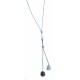 Collier en argent rhodié 2,5g - perles véritables blanches et noires  - 41 cm