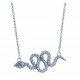 Collier en argent rhodié 2,8g  "serpent" - zircons - 42 cm
