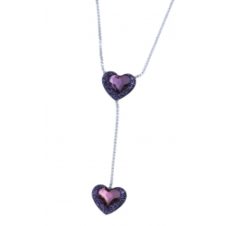 Collier en argent rhodié 2,9g "curs" - cristal de swarovski violet - 41 cm