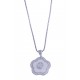 Collier en céramique blanche - argent rhodié 3,8g "fleur" - zircons - 40 cm