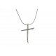 Collier en argent rhodié 3,7g "croix" - diamant - 40 cm