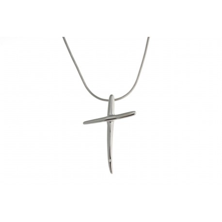 Collier en argent rhodié 3,7g "croix" - diamant - 40 cm
