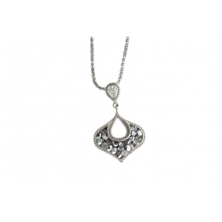 Collier en argent rhodié 6g - cristal rock - 45 cm