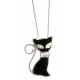 Collier en argent rhodié 4,9g chat - strass preciosa - 40 cm