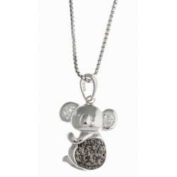 Collier en argent rhodié 5,2g koala - strass preciosa- 40 cm