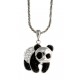 Collier en argent rhodié 5,6g panda - strass preciosa- 40 cm