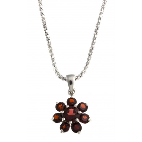 Collier en argent rhodié 4,9g - grenats véritables - 45 cm