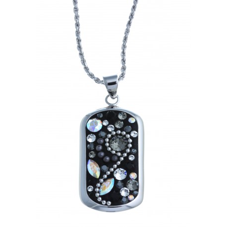 Collier argent rhodié 7,8g - cristal et perles de swarovski - 45 cm