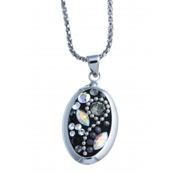 Collier argent rhodié 5,3g - cristal et perles de swarovski 45 cm
