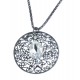 Collier fantaisie - vieil argent - cristal - 39+9 cm