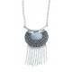 Collier fantaisie - vieil argent - nacre - 39+9 cm