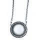 Collier fantaisie - vieil argent - résine blanche - 39+9 cm