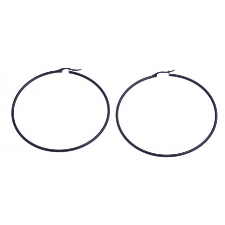 Créoles rondes - acier noir  65 mm