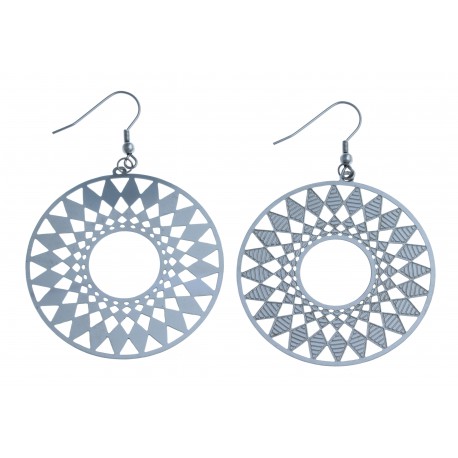 Boucles d'oreilles - acier blanc - 47 mm