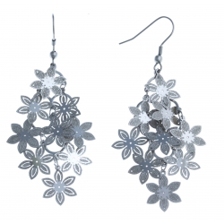 Boucles d'oreilles - acier blanc "fleurs"