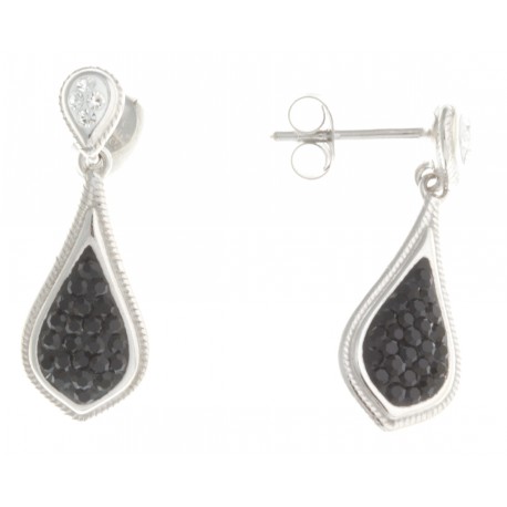 Boucles d'oreille en argent rhodié 2,4g - strass preciosa