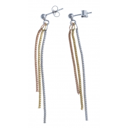 Boucles d'oreille en argent 2,7g-  3 fils - 3 tons - fils 6,5 cm max
