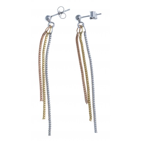 Boucles d'oreille en argent 2,7g-  3 fils - 3 tons - fils 6,5 cm max